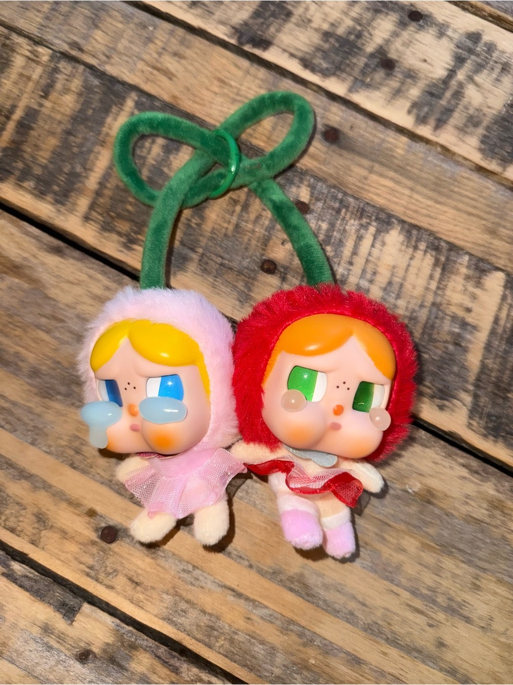 Cute Twin Plush Hair Ties - Pink and Red Kids Toy Accessories